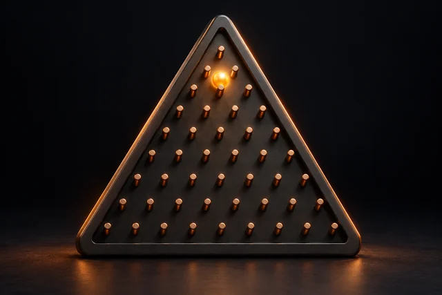 Original illustration of a Plinko-style pegboard, not an official game screenshot